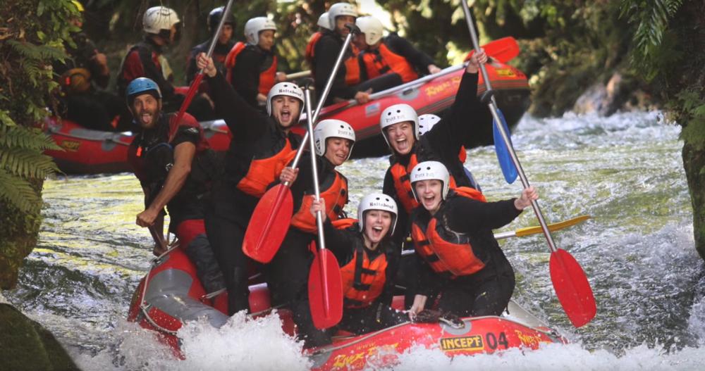 Students rafting